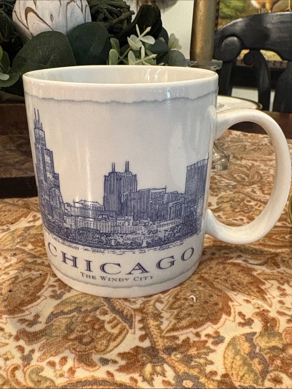 Starbucks Chicago Skyline Ceramic Coffee Mug - Blue & White